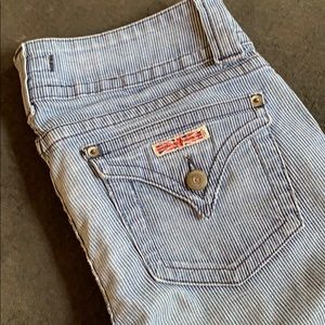 Hudson blue and white striped bootcut.